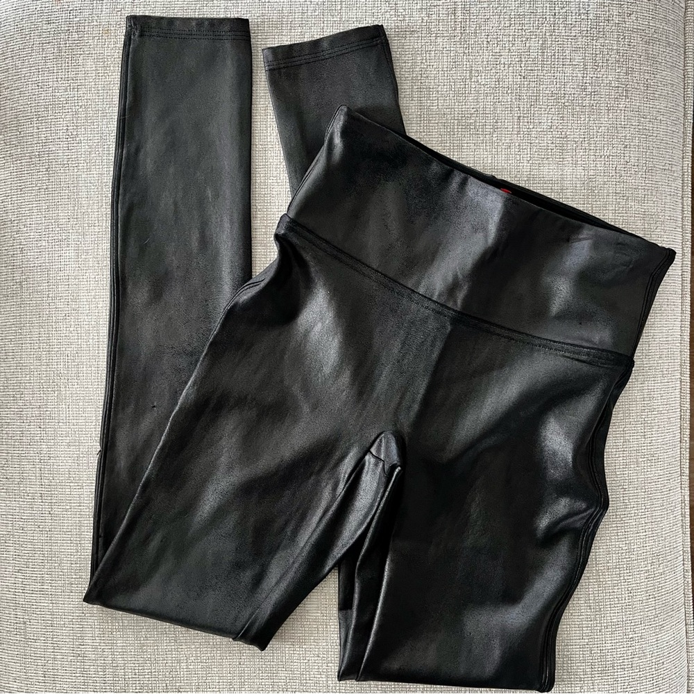 Spanx faux leather leggings black